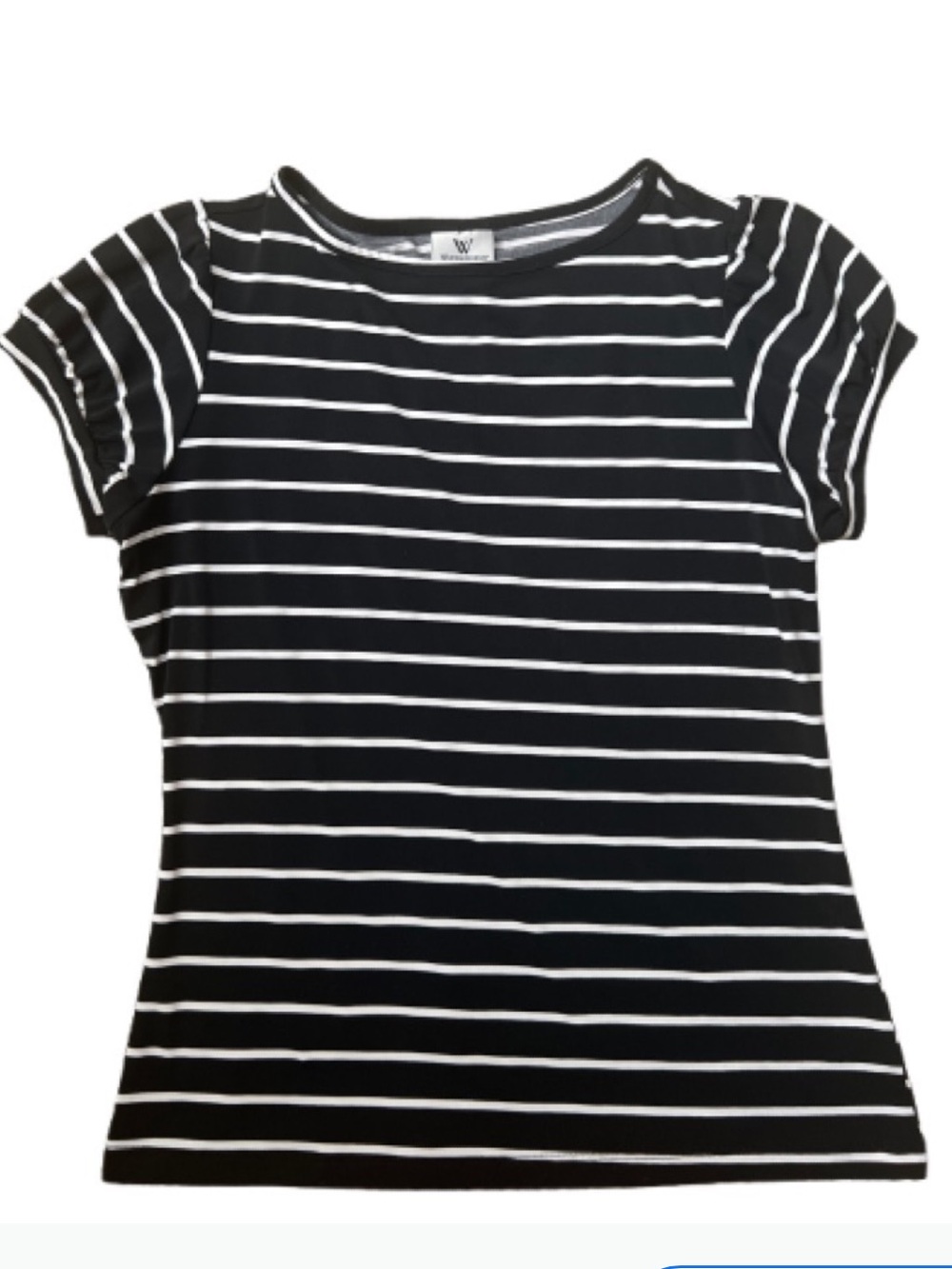 WORTHINGTON nautical Women’s Black & White Stripe Crewneck‎ Tee